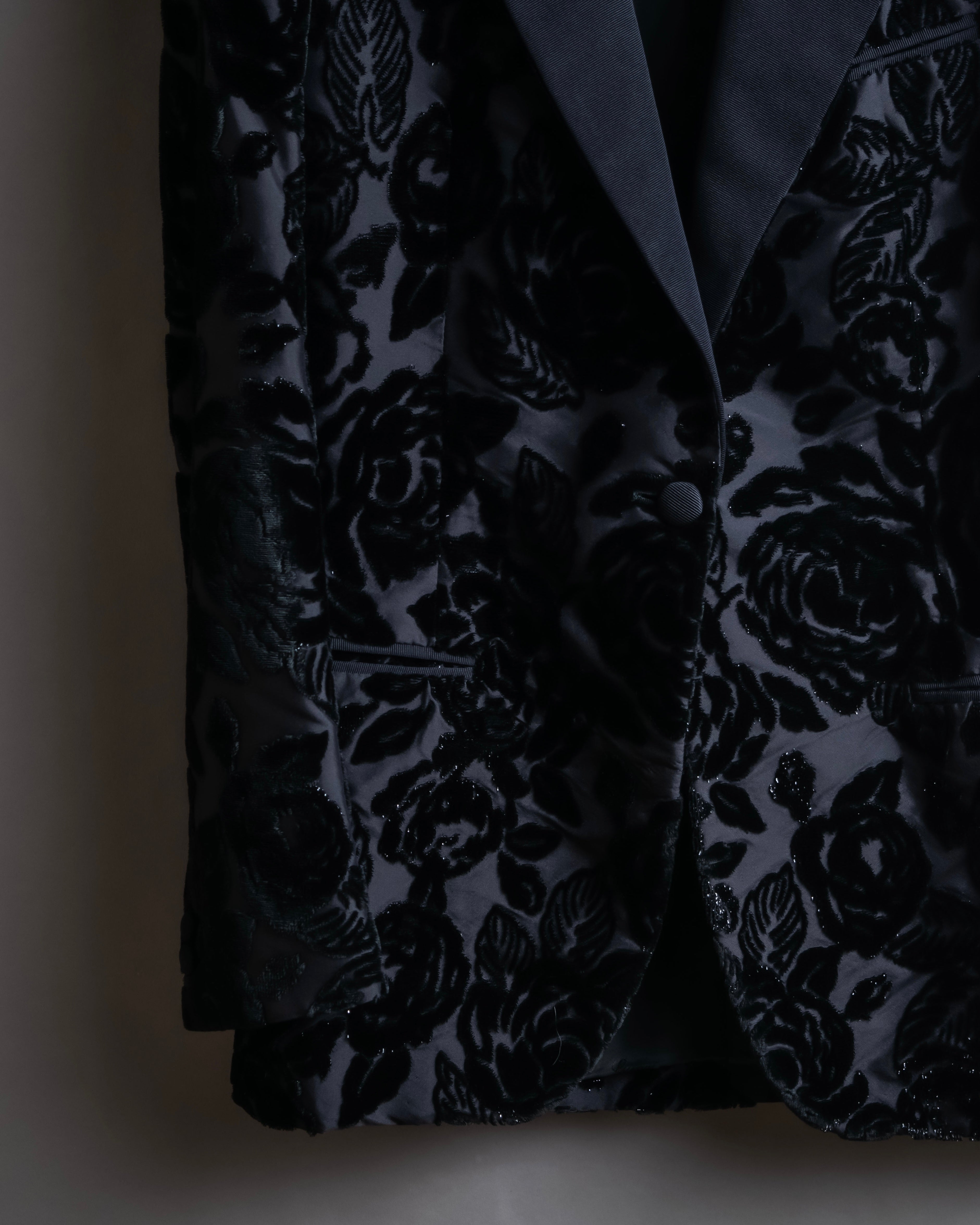 "GUCCI" Floral patterned lamé tailored jacket"