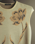 "Alexander McQueen" 00's-10's Metallic floral sleeveless knit dress