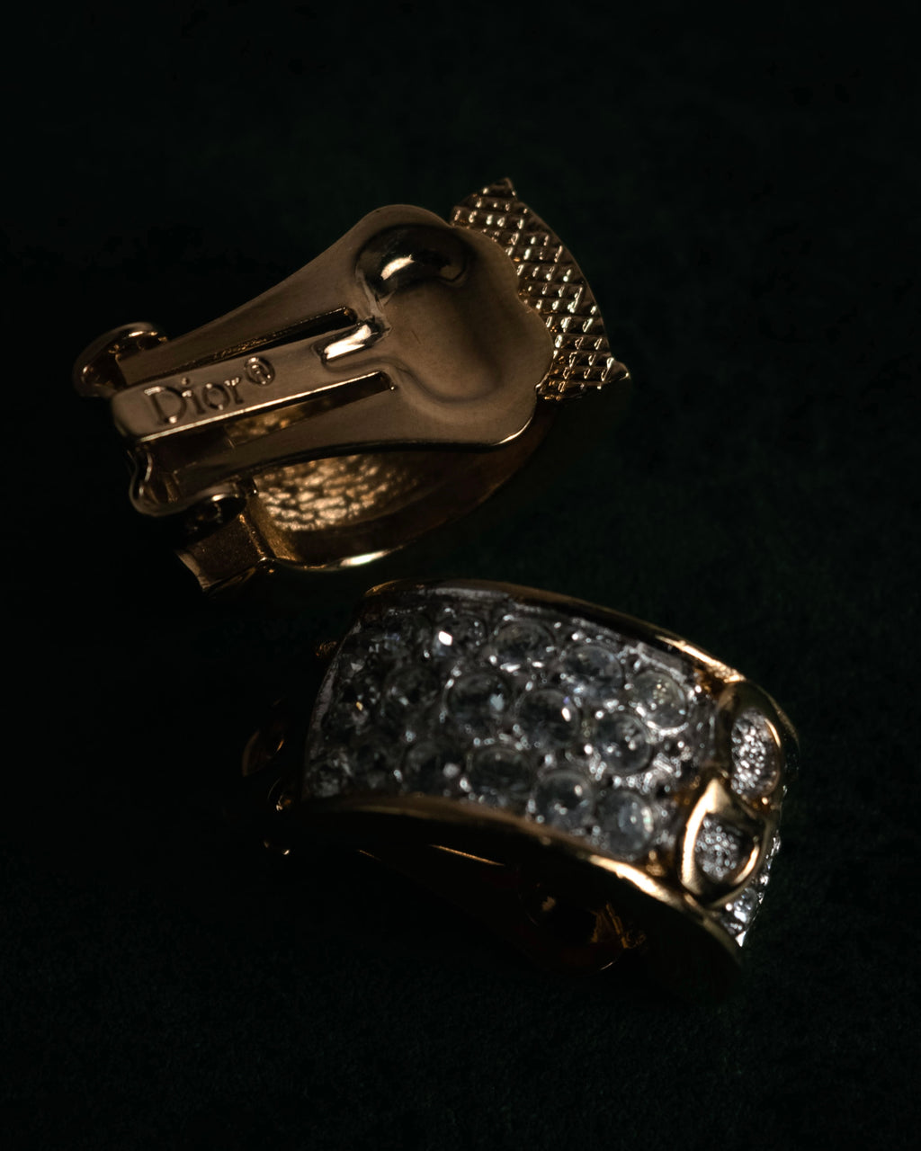 "Christian Dior" 00’s crystal pave cd drop necklace and earrings set