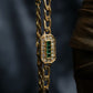 “Christian Dior” green & clear crystal designed gold chain bracelet