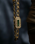 “Christian Dior” green & clear crystal designed gold chain bracelet