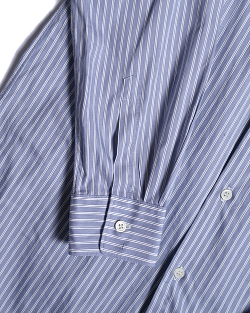 Comme des Garçons Homme Deux/ Cotton Stripe Patterned Long Shirt Blue