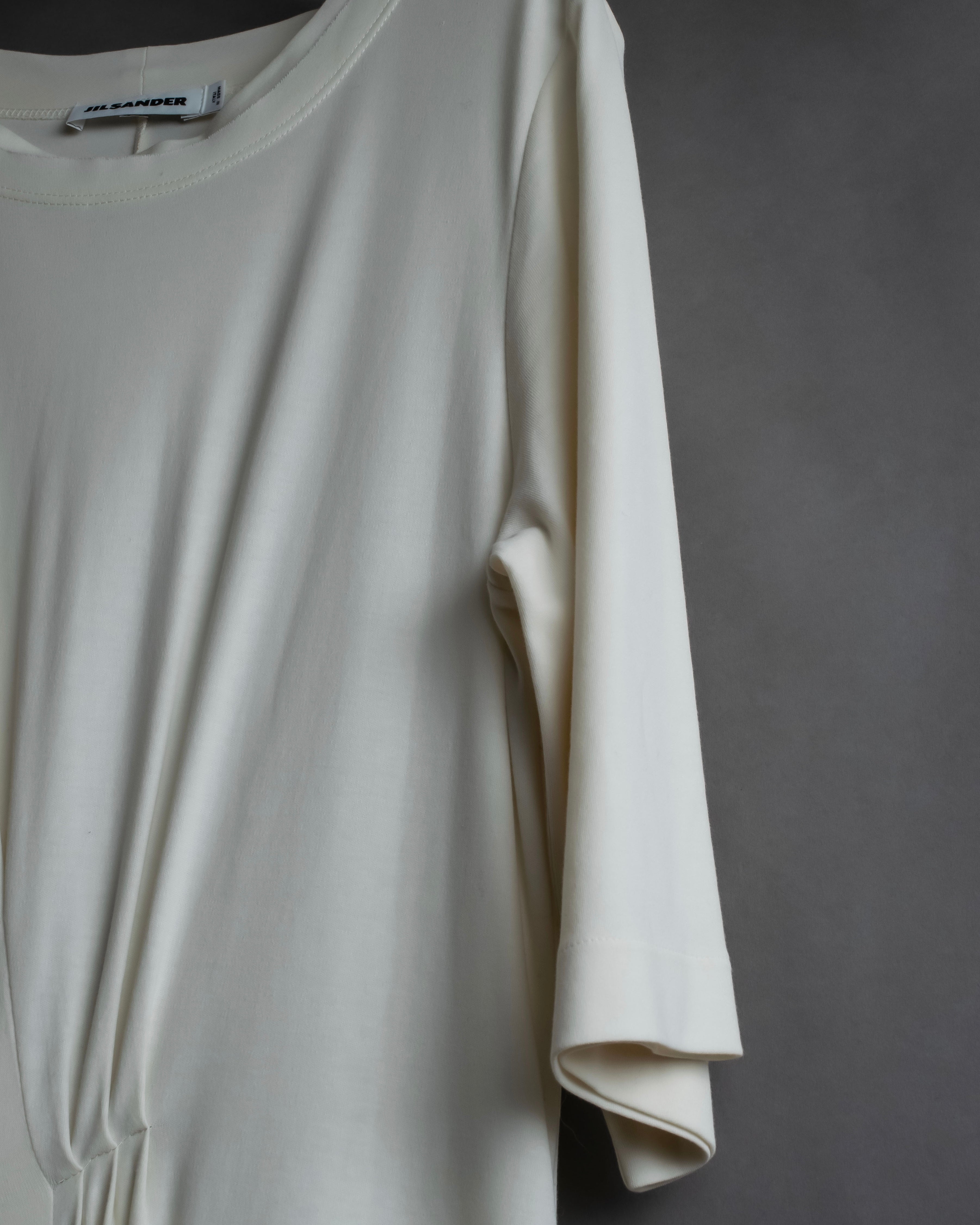 "JIL SANDER" Asymmetrical tuck gather detail long dress
