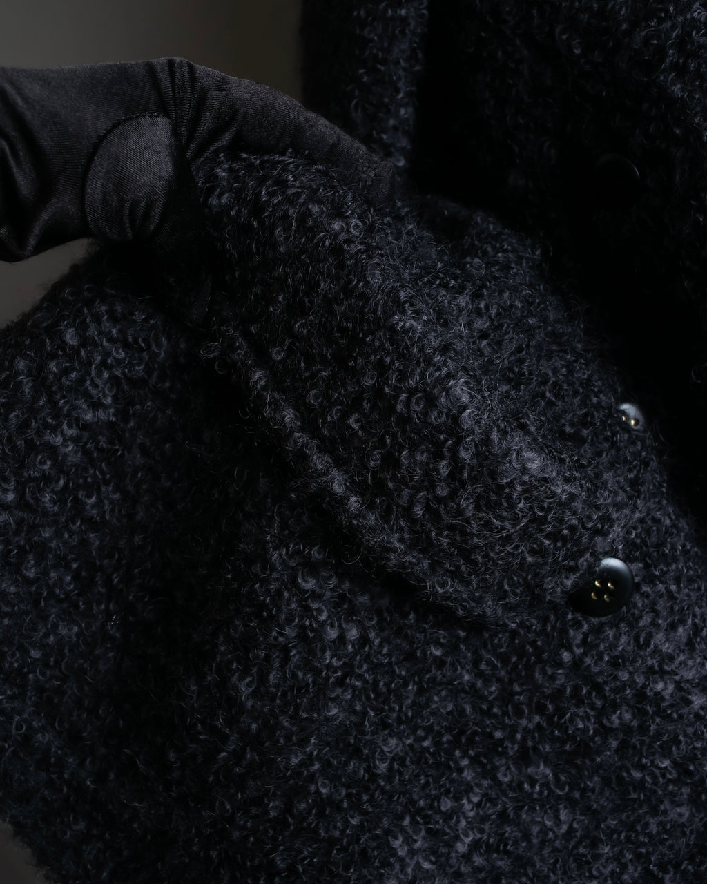 "Valentino Garavani" Fur collar boucle wool mid-length coat