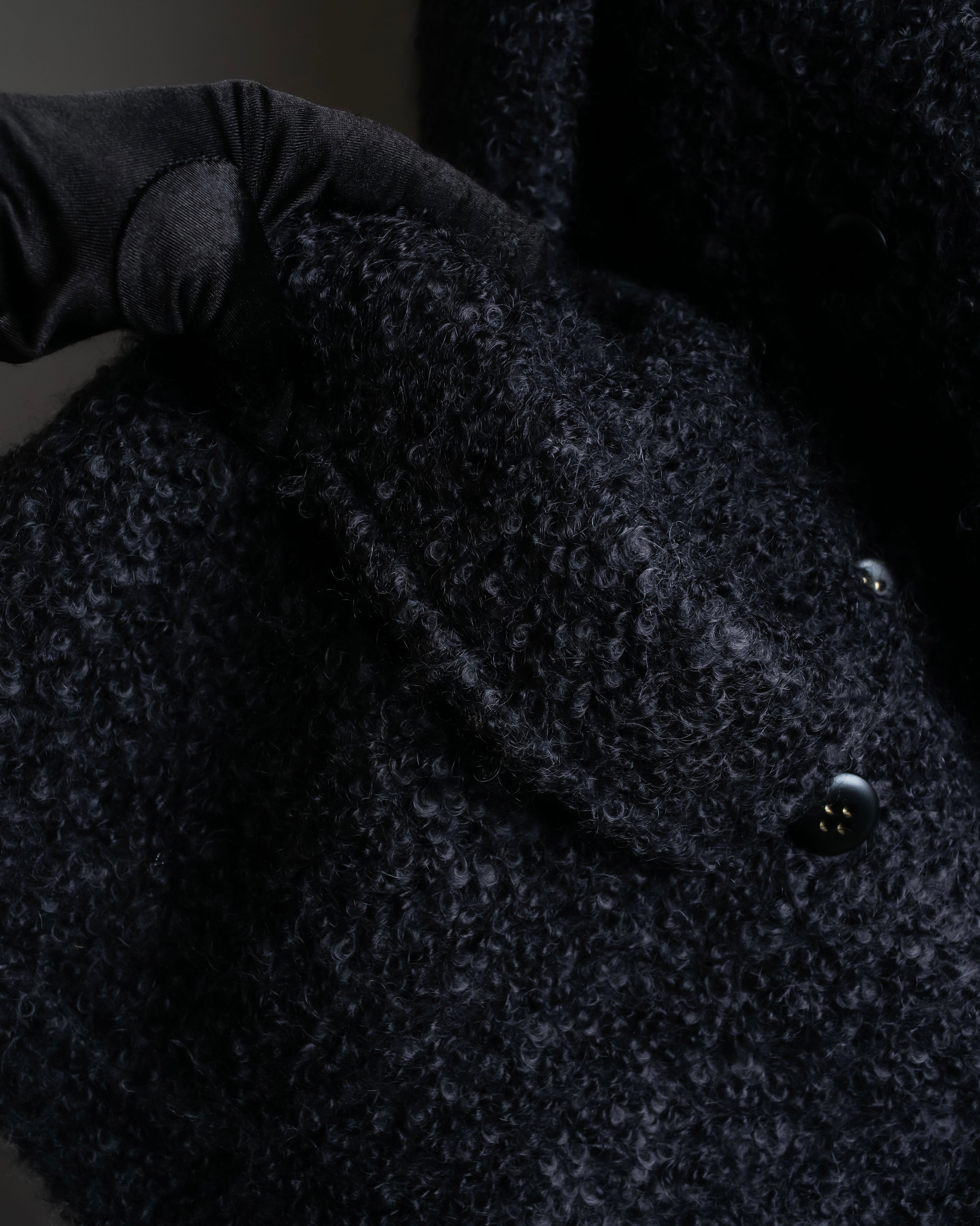 "Valentino Garavani" Fur collar boucle wool mid-length coat