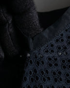 "tricot COMME des GARCONS" 96SS eyelet lace design patterned fabric switching vest