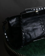 "DIESEL" Silver stud design leather one shoulder bag