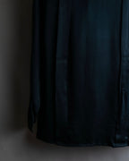 "CHANEL" Coco mark button design black glossy shirt