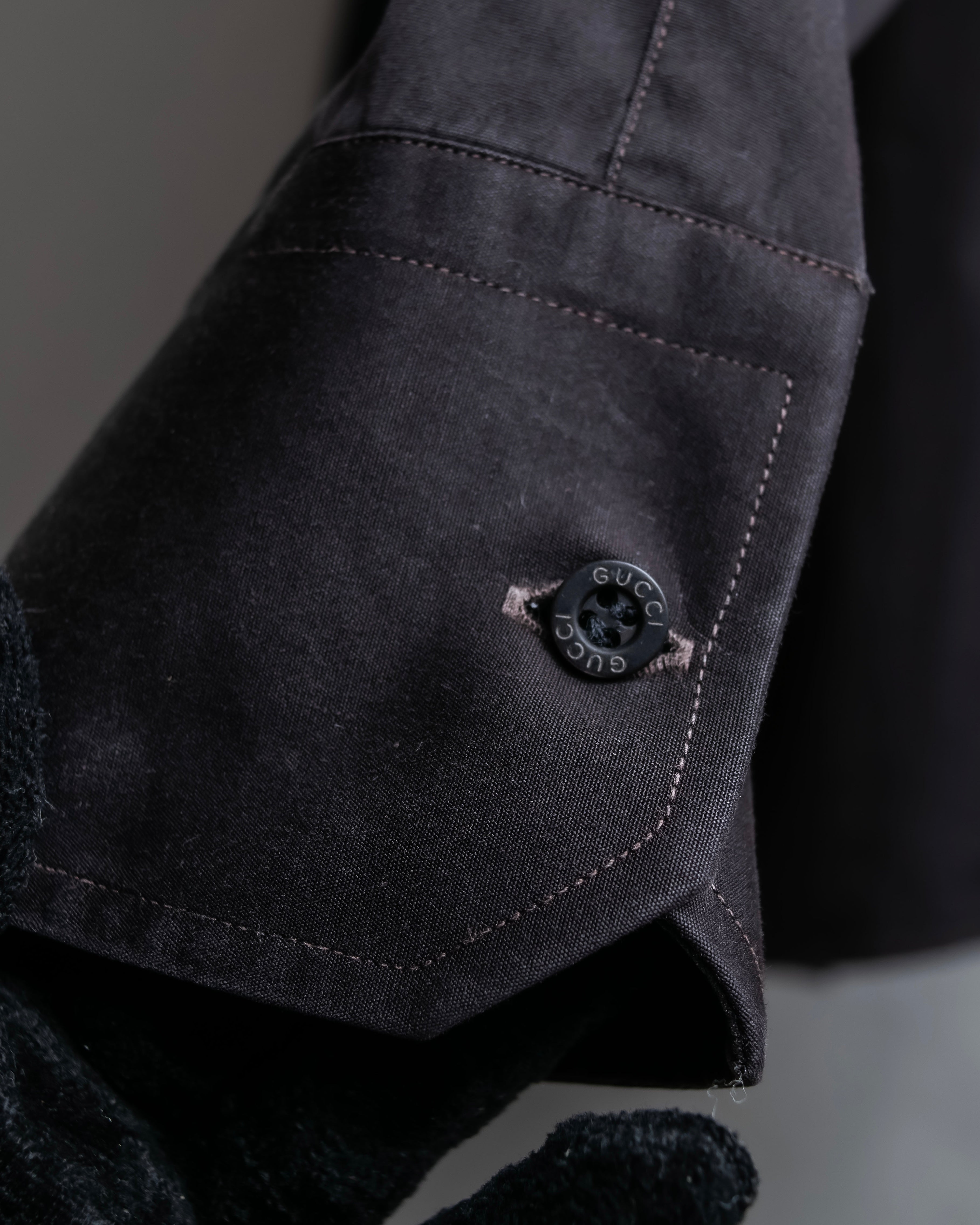 "GUCCI" Spread collar embroidered cotton shirt