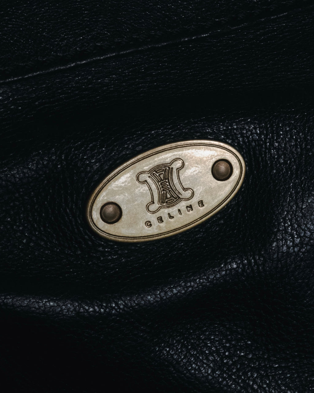 "CELINE" Leather double-pocket ring-hardware shoulder bag