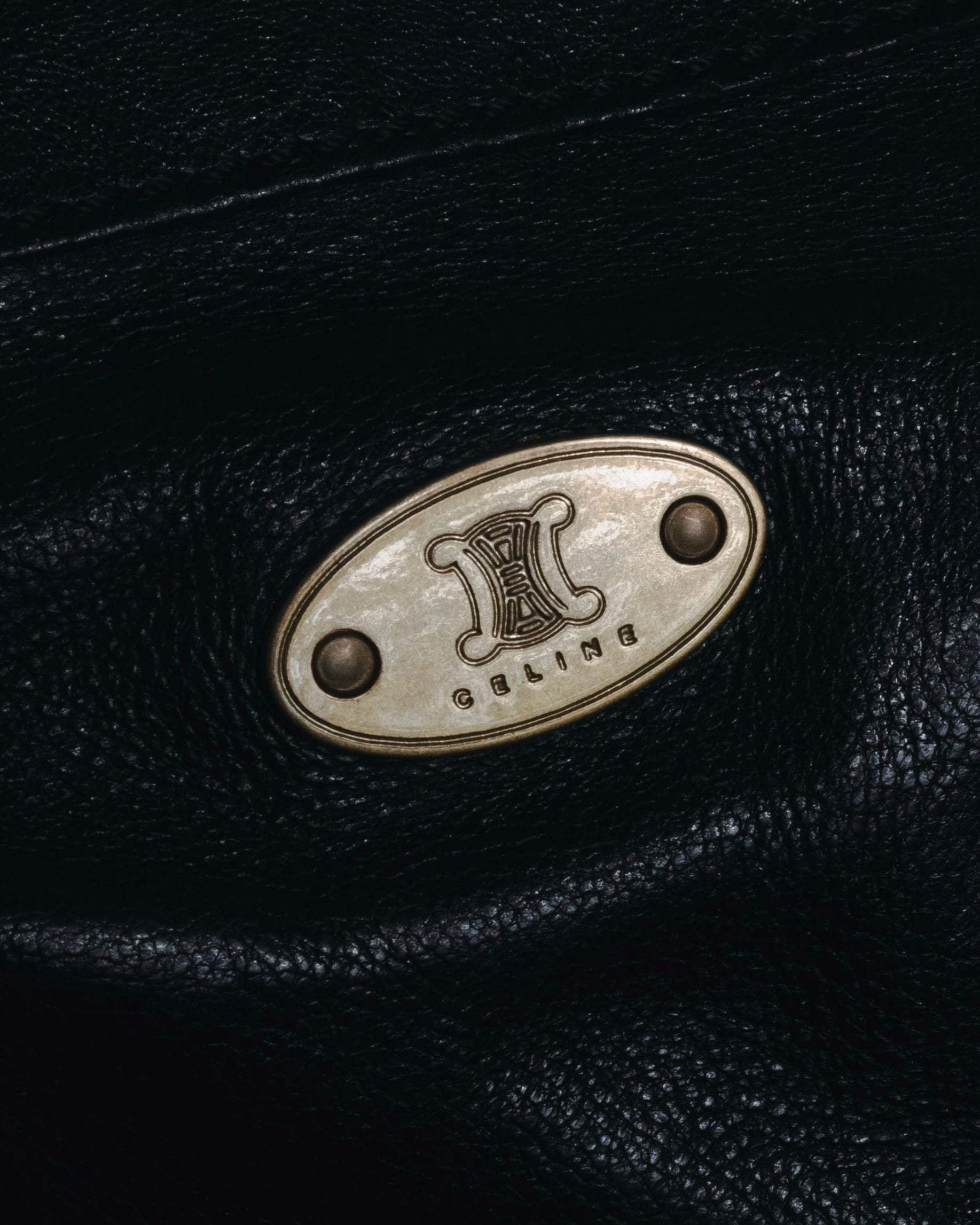 "CELINE" Leather double-pocket ring-hardware shoulder bag