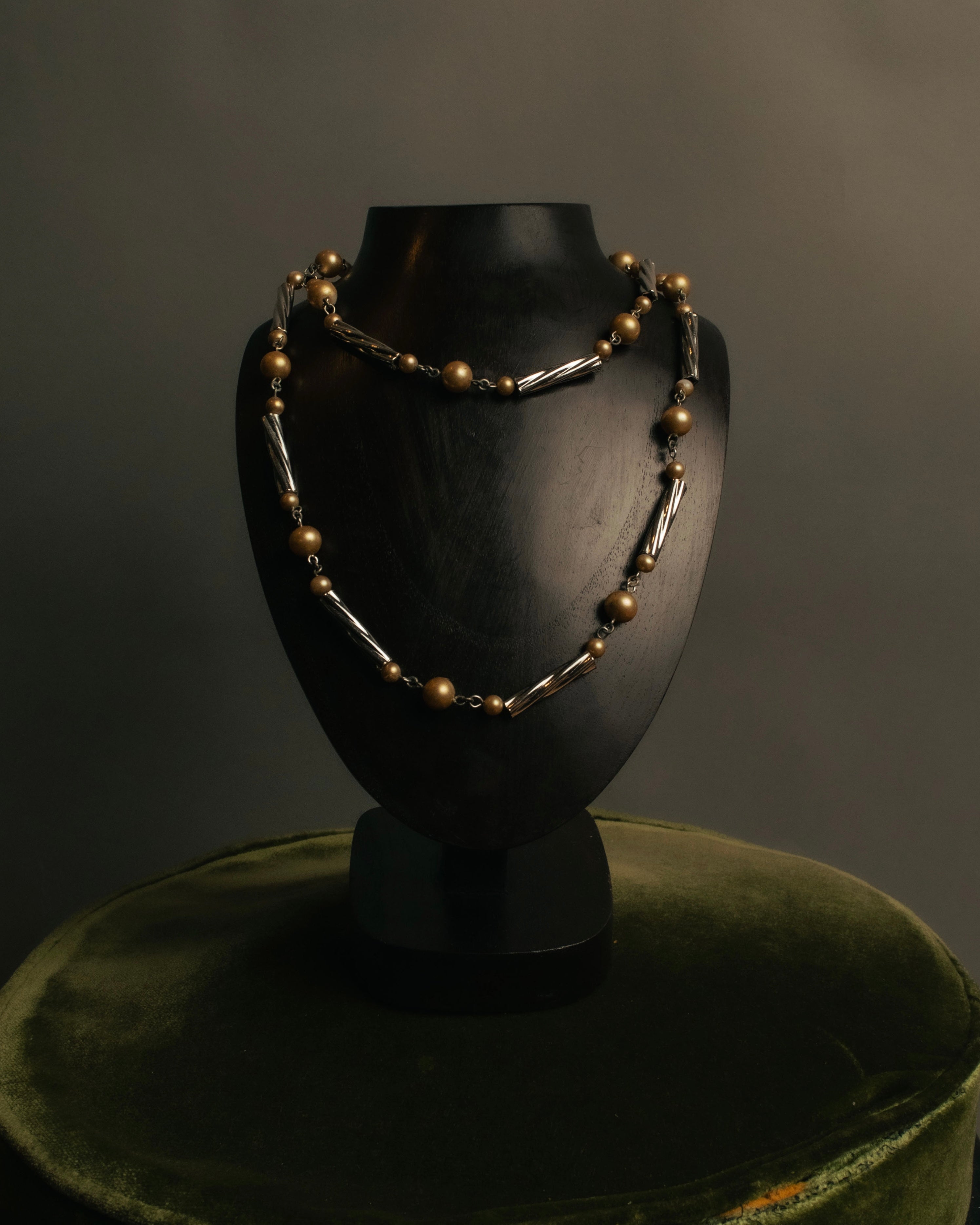“Yves Saint Laurent” 80’s-90’s Cassandra logo mixed bead long necklace