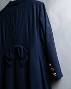 "BALENCIAGA" Gold button design navy color dress