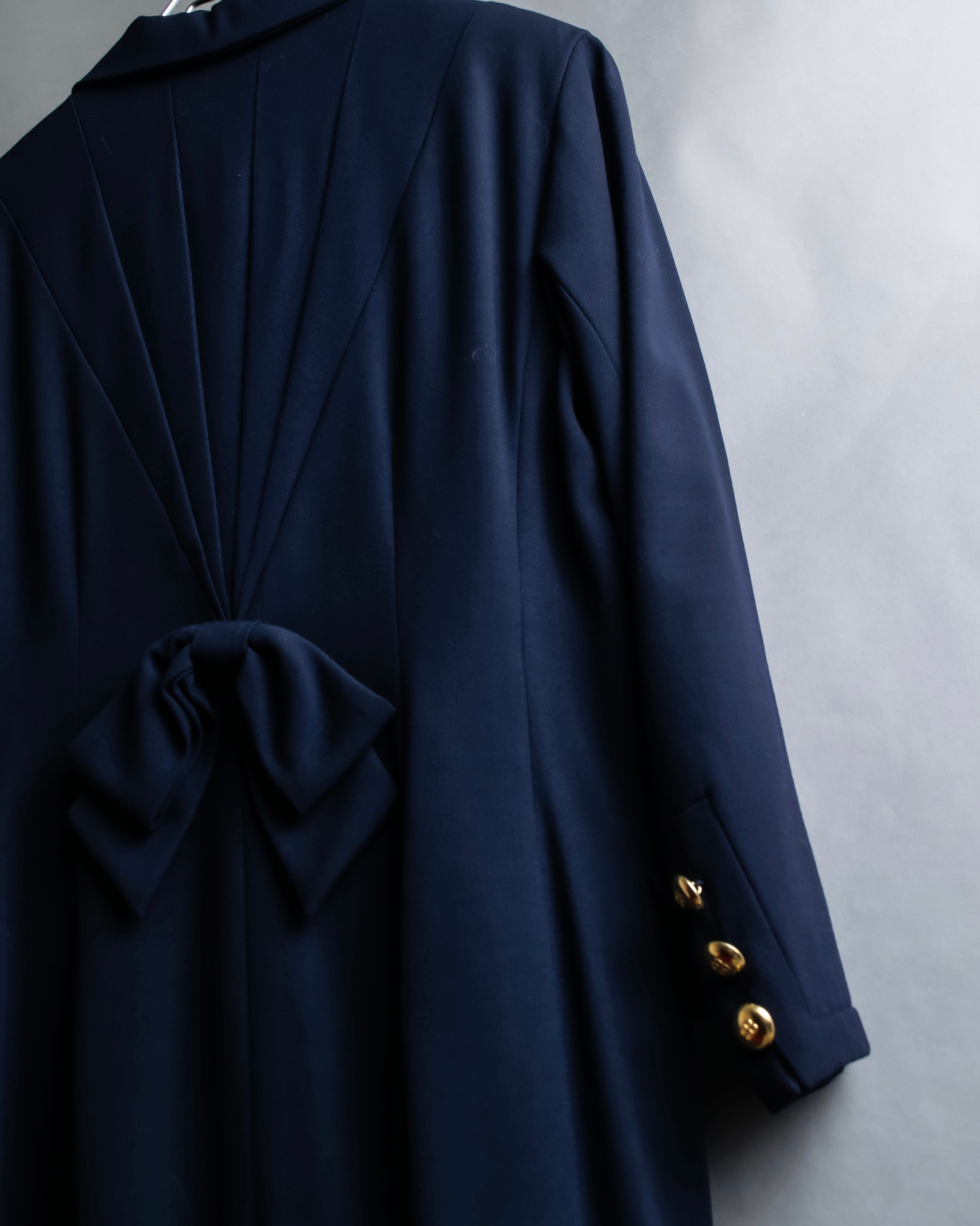 "BALENCIAGA" Gold button design navy color dress