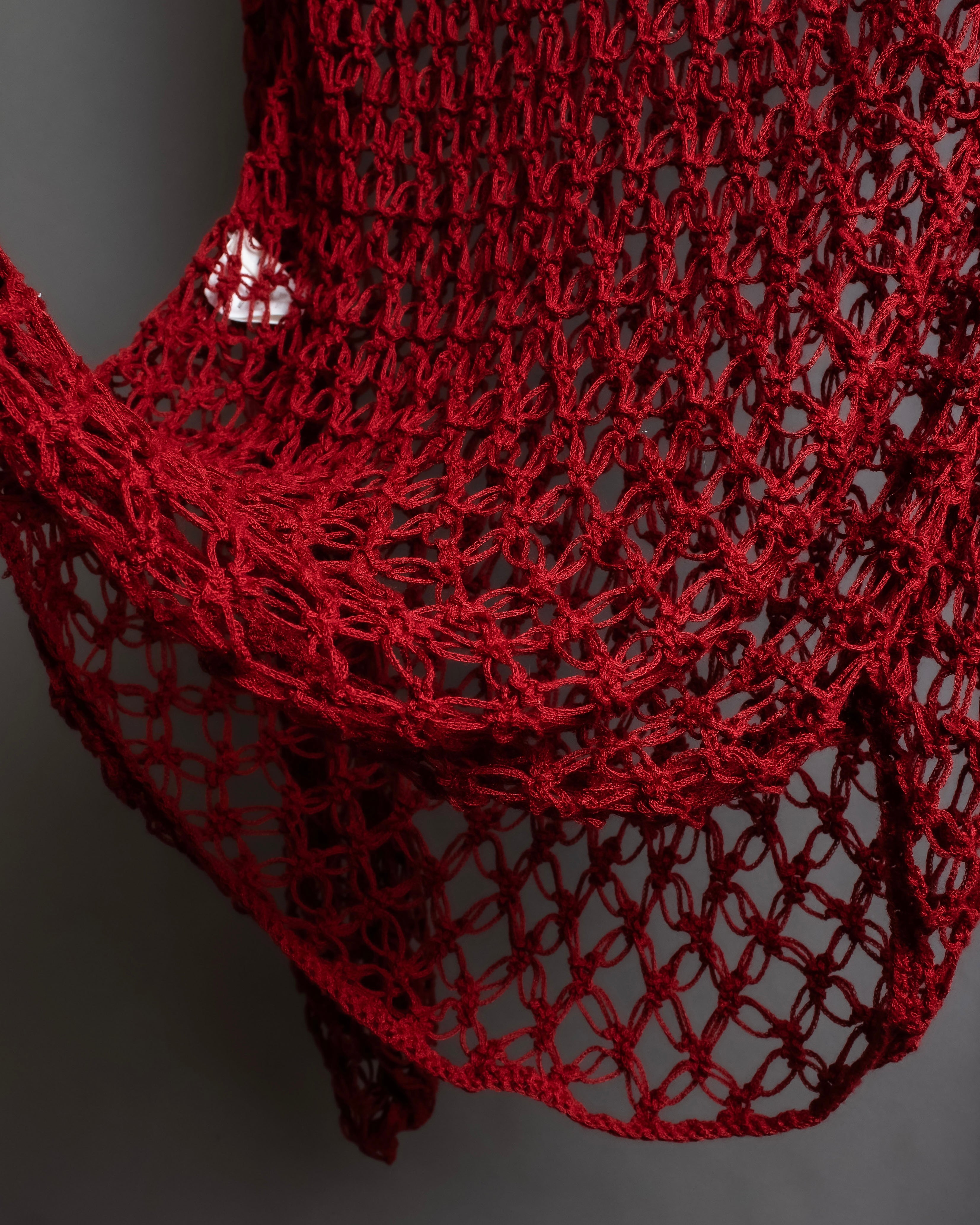 "Y's" Vivid red color mesh knit pullover