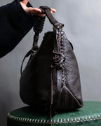 "Sergio Rossi" Stud design horizontal leather 2way shoulder bag