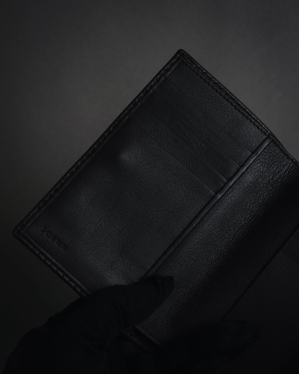 "LOEWE" Anagram-embossed suede bi-fold wallet