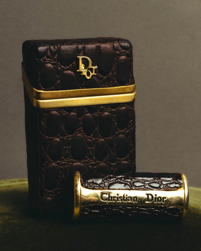 "Christian Dior" 70's-80's Croc embossed cigarette case set