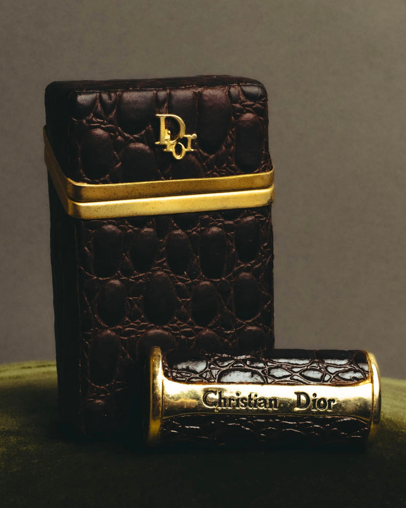 "Christian Dior" 70's-80's Croc embossed cigarette case set