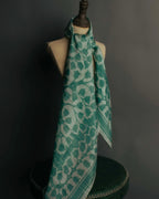 "Christian Dior" 85's-95's Vintage emerald tulip botanical silk shantung scarf