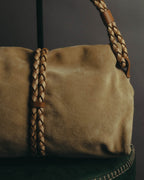 “Burberry” 00’s Braided leather handle suede shoulder bag
