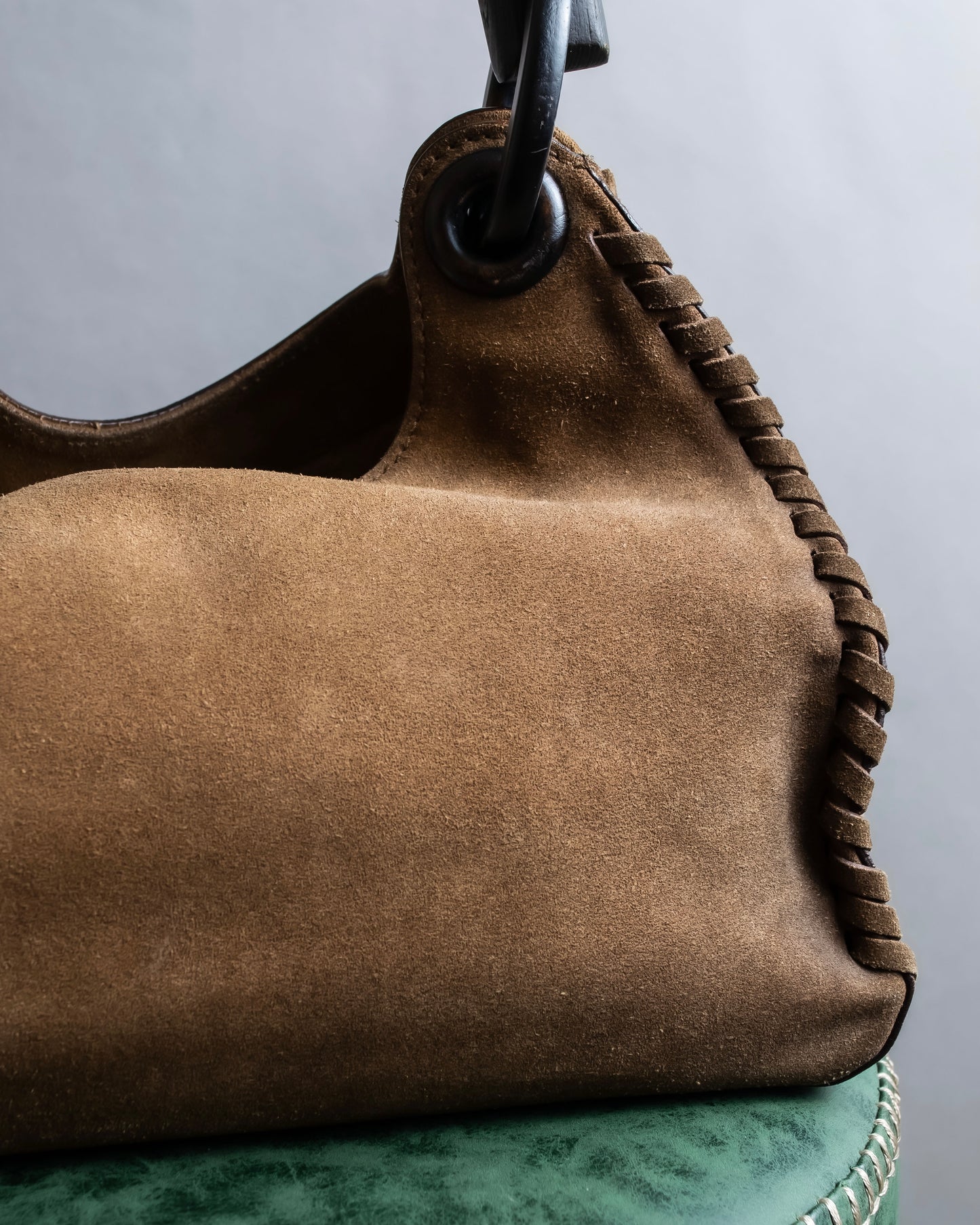 "GUCCI" Suede wood handle hobo bag