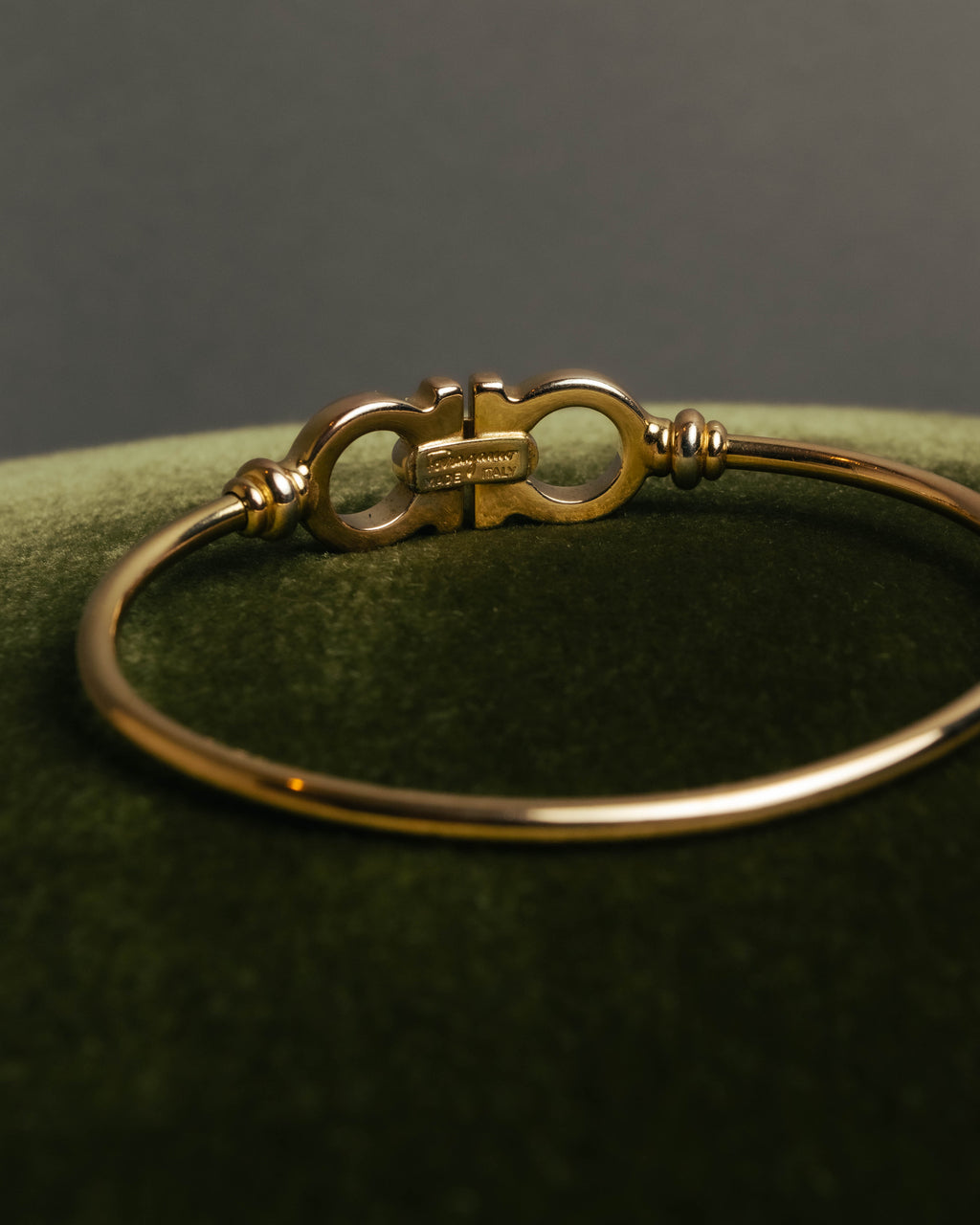 “Salvatore Ferragamo” 90’s-00’s Gancini gold tone bangle bracelet