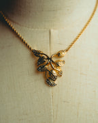 -SPECIAL- “Christian Dior” 80’s-90’s Vintage botanical leaf rhinestone pendant necklace