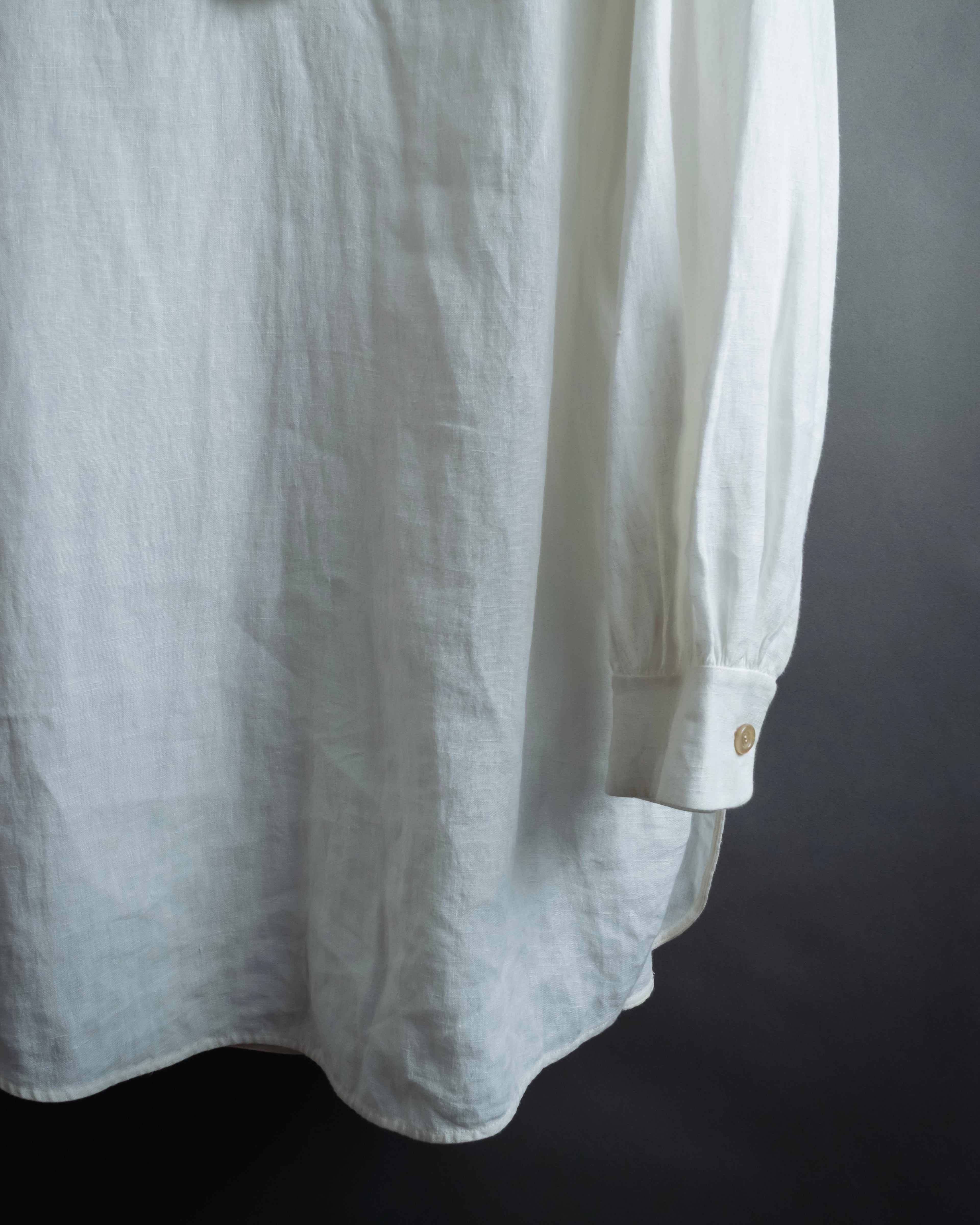 "GUCCI" Michele period ruffle round collar linen pullover shirt