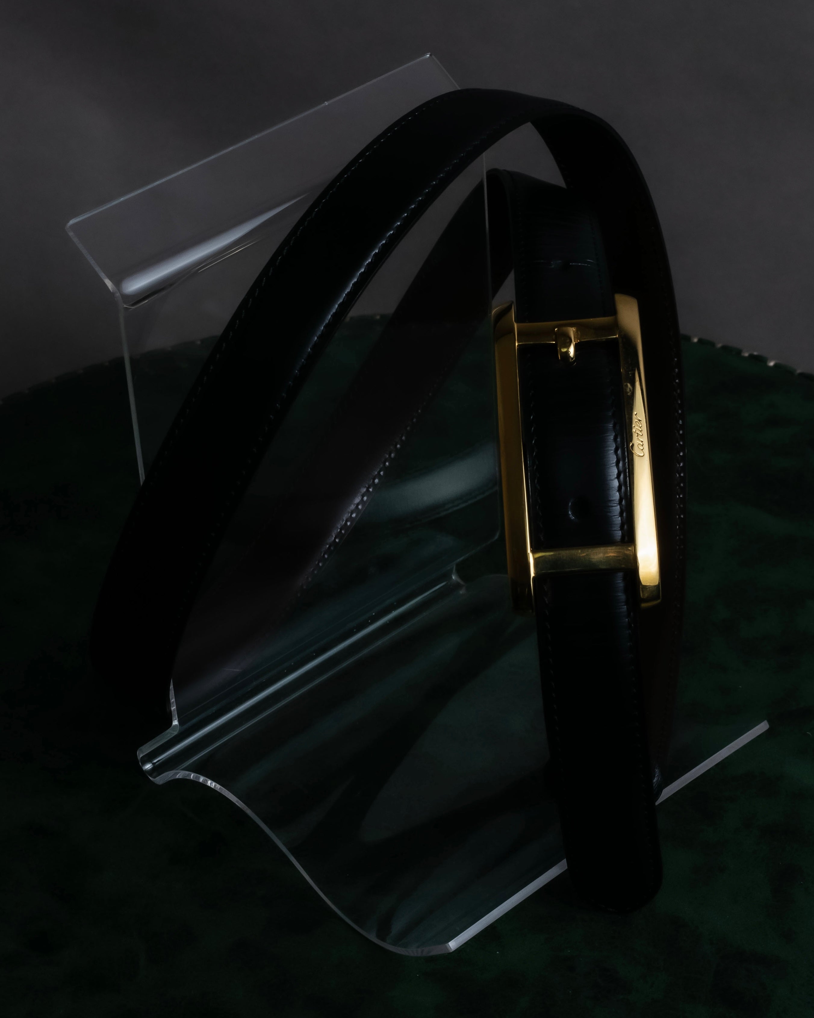 "Cartier" Gold metal buckle design leather belt