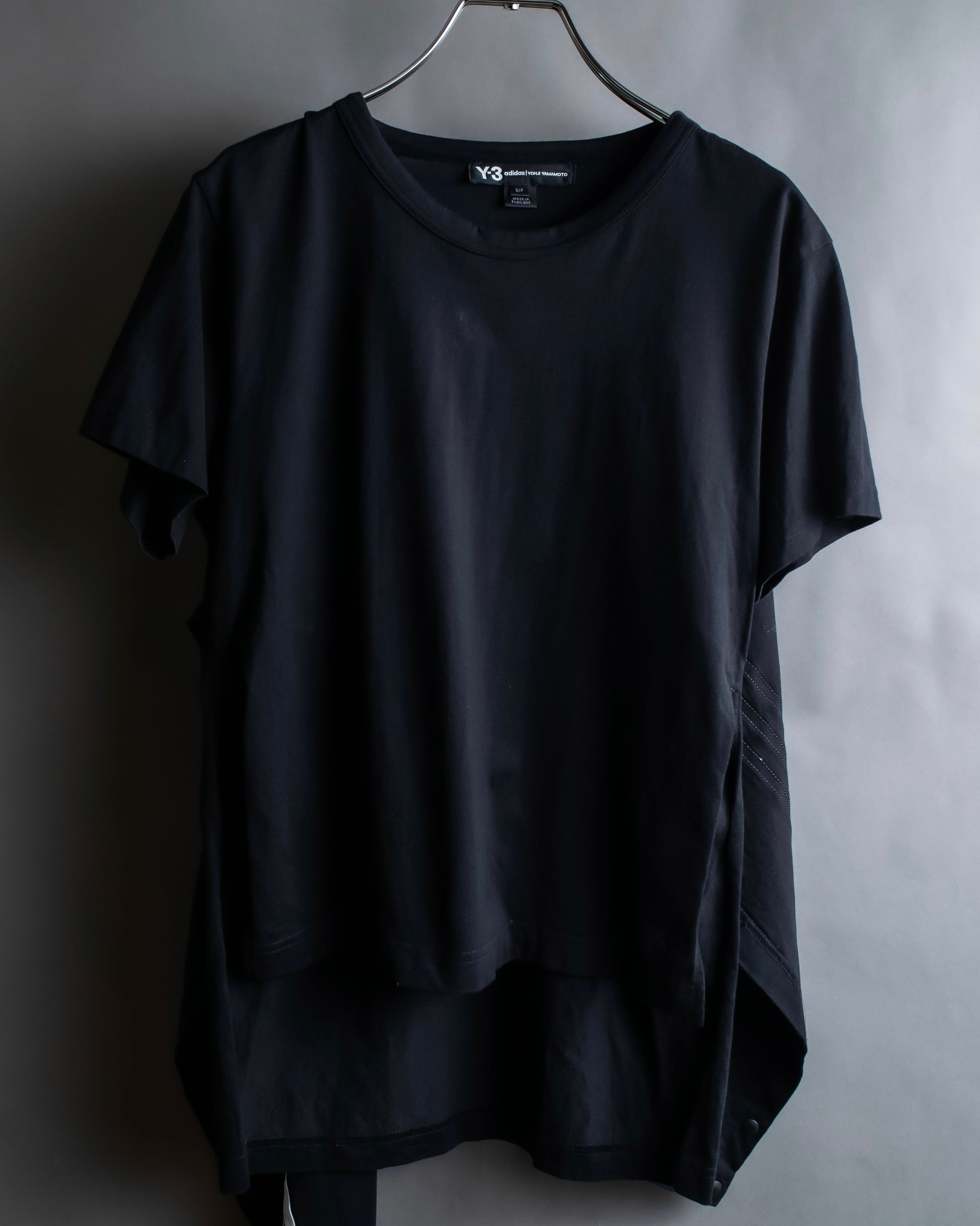 "Y-3" Asymmetrical three-stripes wrap dress