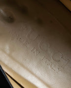 "GUCCI" Metal plate design leather heel pumps