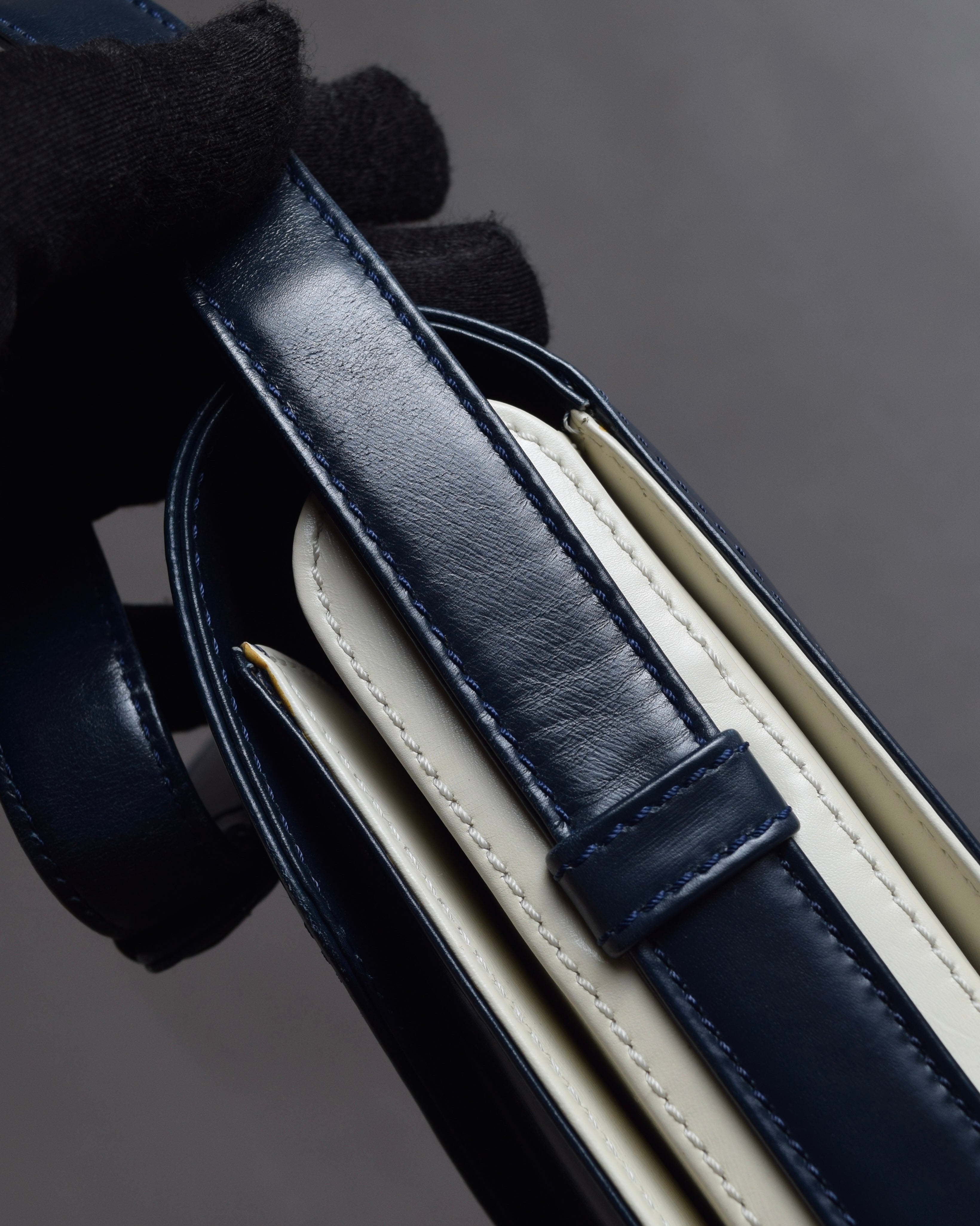 "LOEWE" Anagram logo engraved bicolor leather square bag