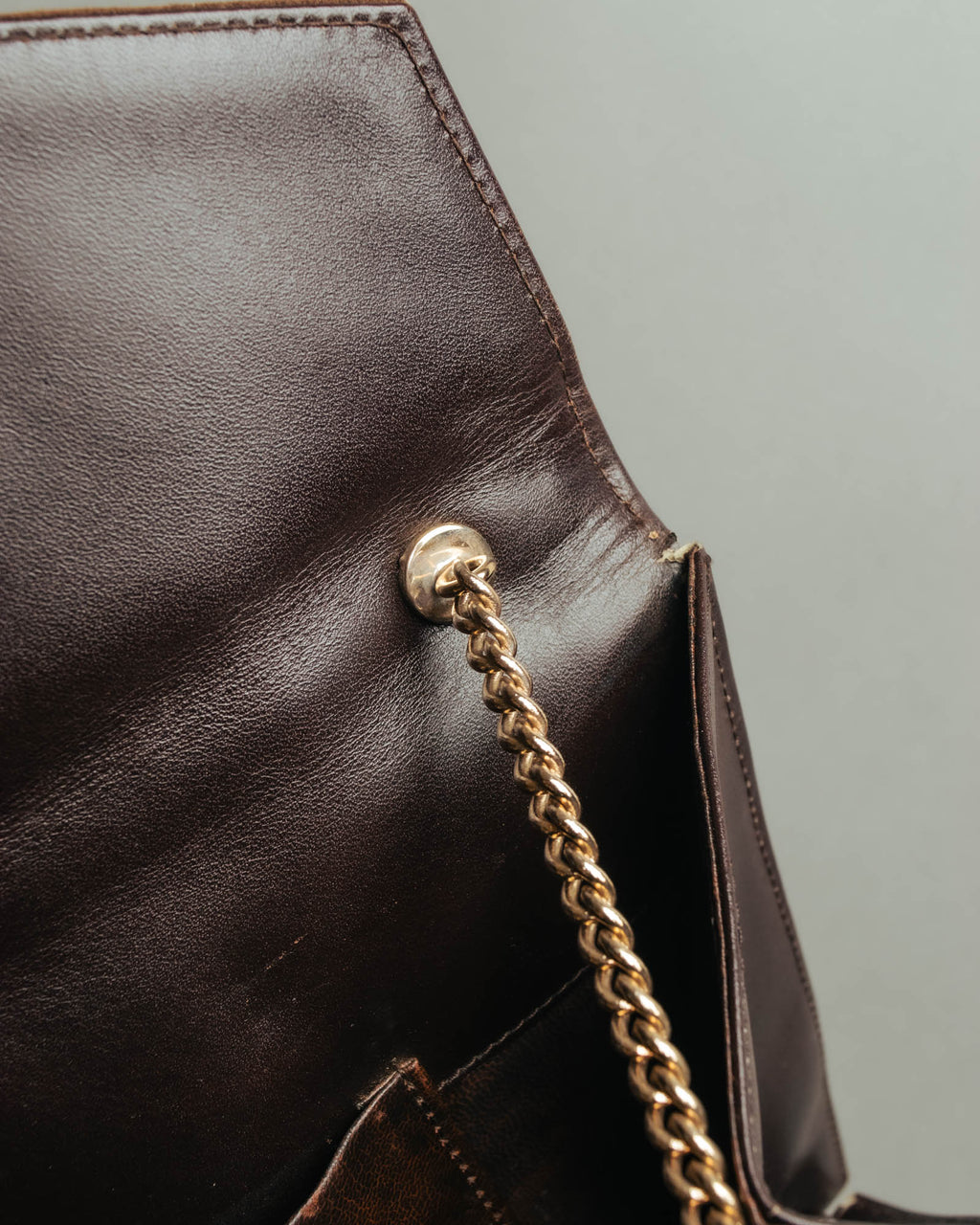 “LOEWE” 80’s-90’s Suede anagram chain shoulder bag
