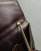 “LOEWE” 80’s-90’s Suede anagram chain shoulder bag
