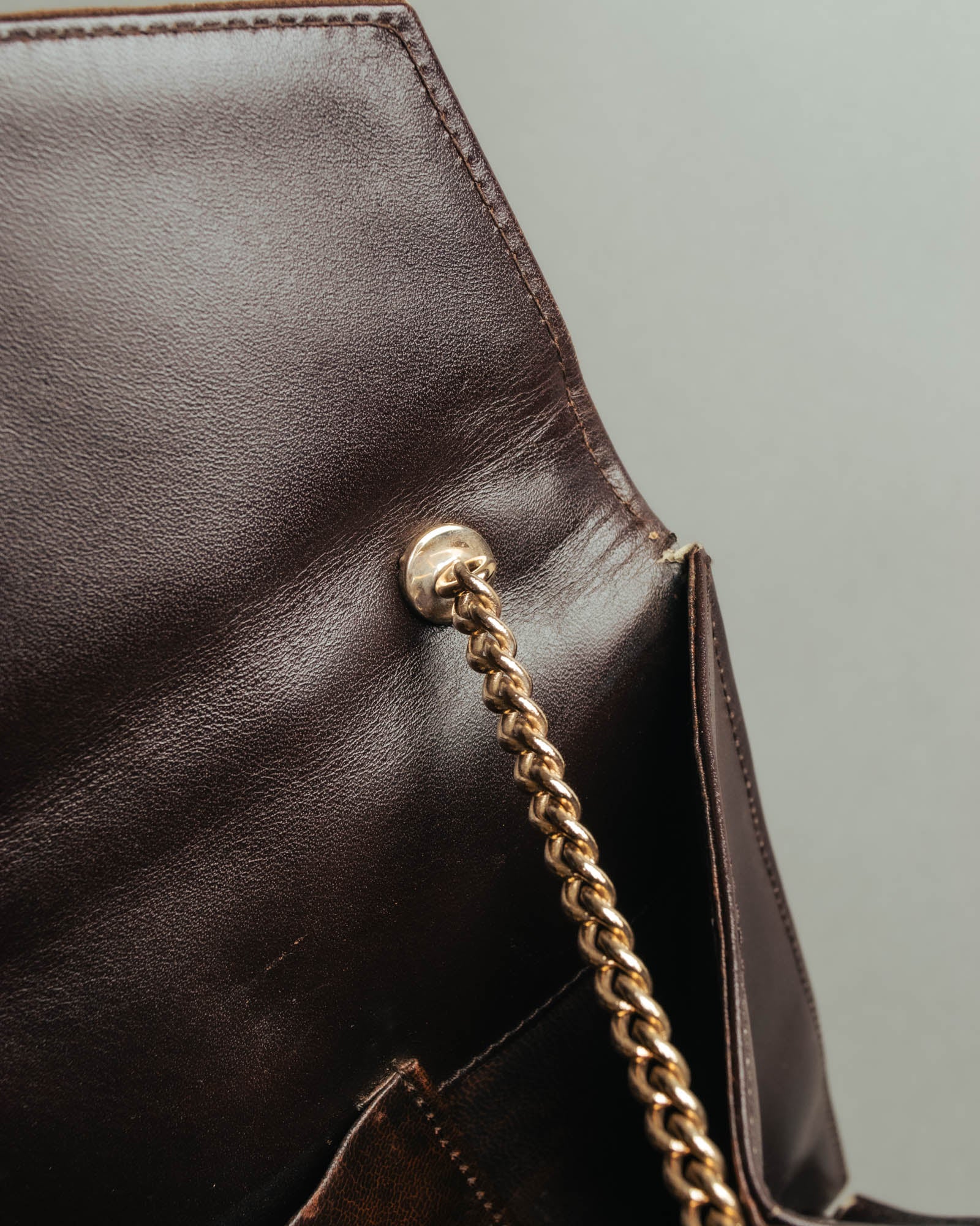 “LOEWE” 80’s-90’s Suede anagram chain shoulder bag