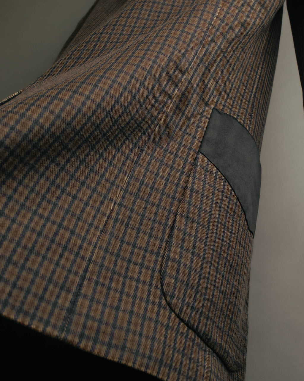 -SPECIAL- "Maison Martin Margiela" 00's Check shawl collar smoking jacket with satin contrast