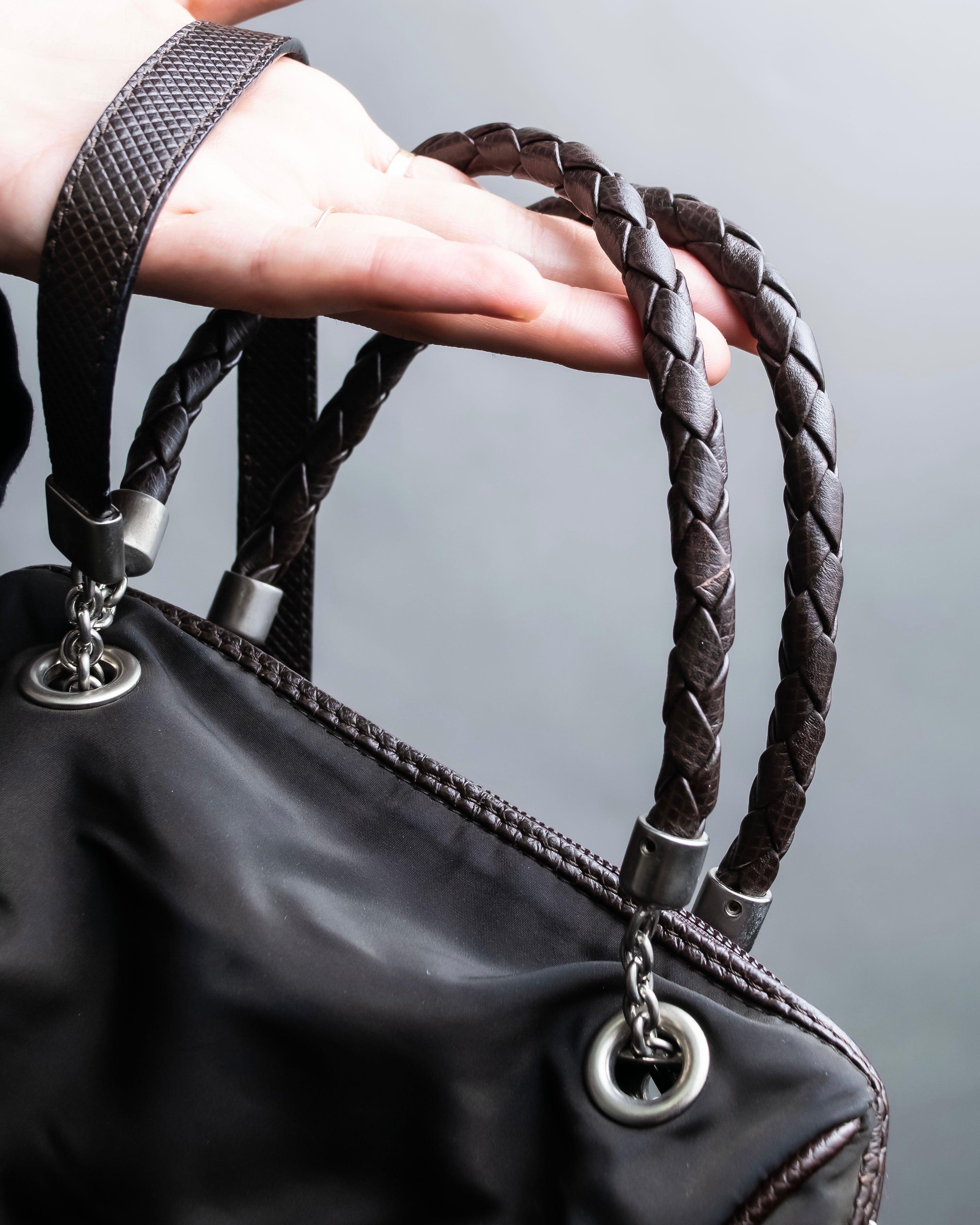 "BOTTEGA VENETA" 2way logo plate nylon bag