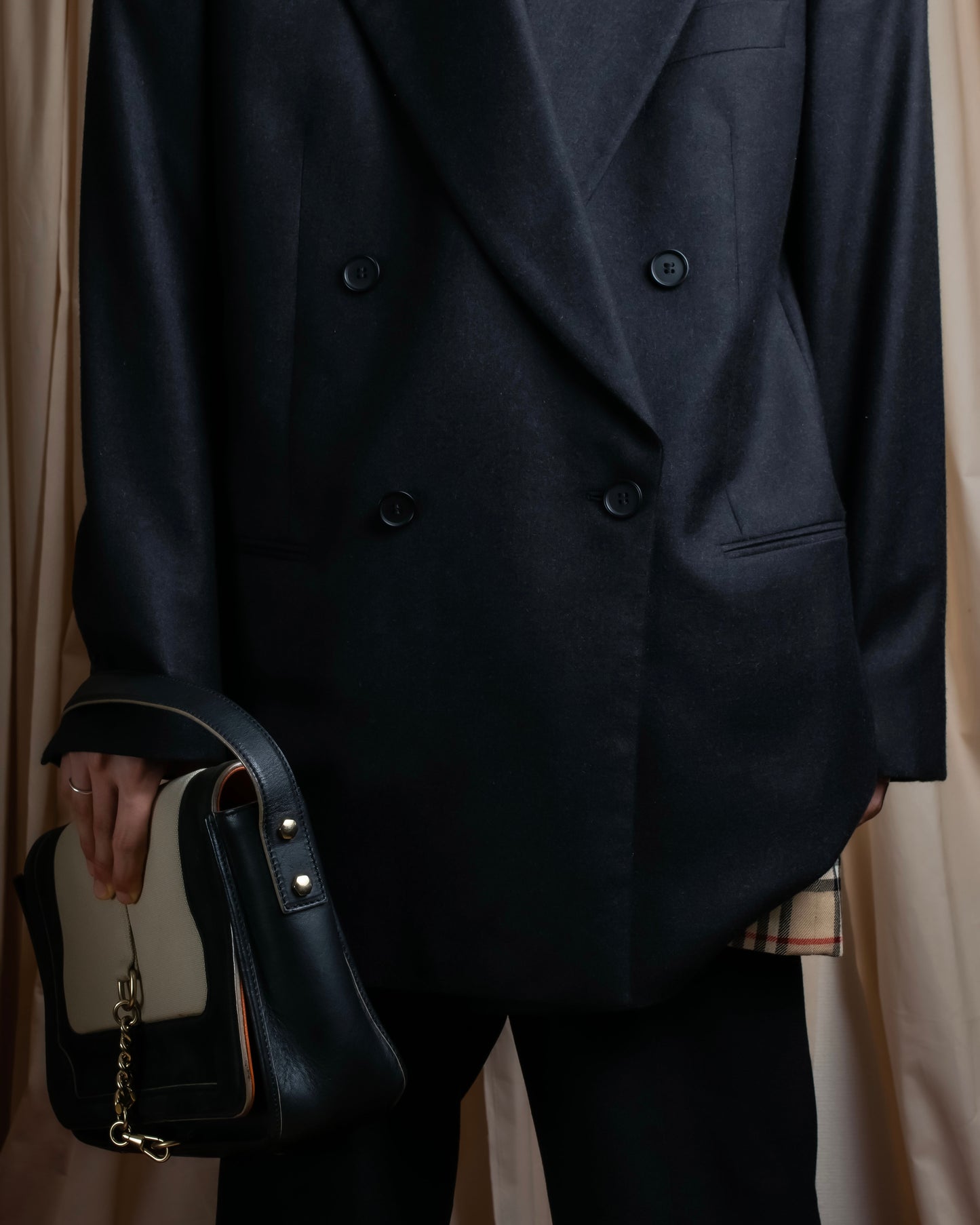 "GIORGIO ARMANI" Oversized peak lapel double breasted tailored jacket