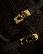 "Vintage turnlock design python leather bag"