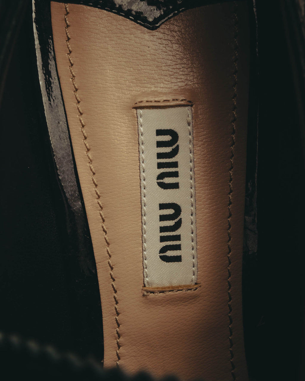 -SPECIAL- “Miu Miu” 2010’s Crystal embellished heel patent leather brogue shoes