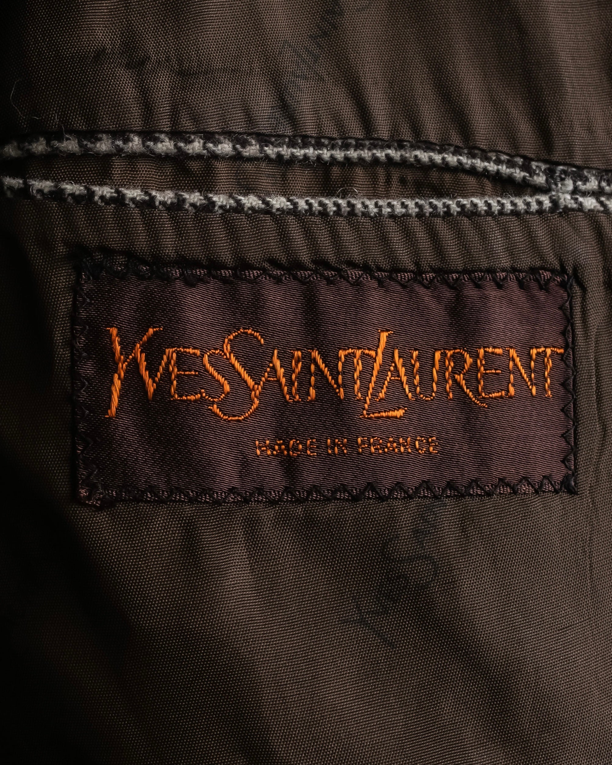 "YVES SAINT LAURENT" Glen plaid oversized wool tailored jacket