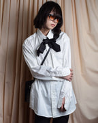 "GUCCI" Minimal collar detail white cotton shirt