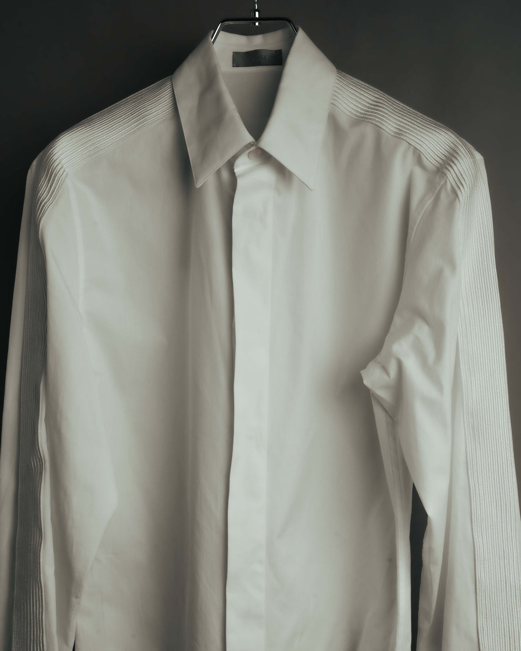 -SPECIAL- "Dior" 10's-20's Sculptural cord embellished concealed placket long sleeve dress shirt