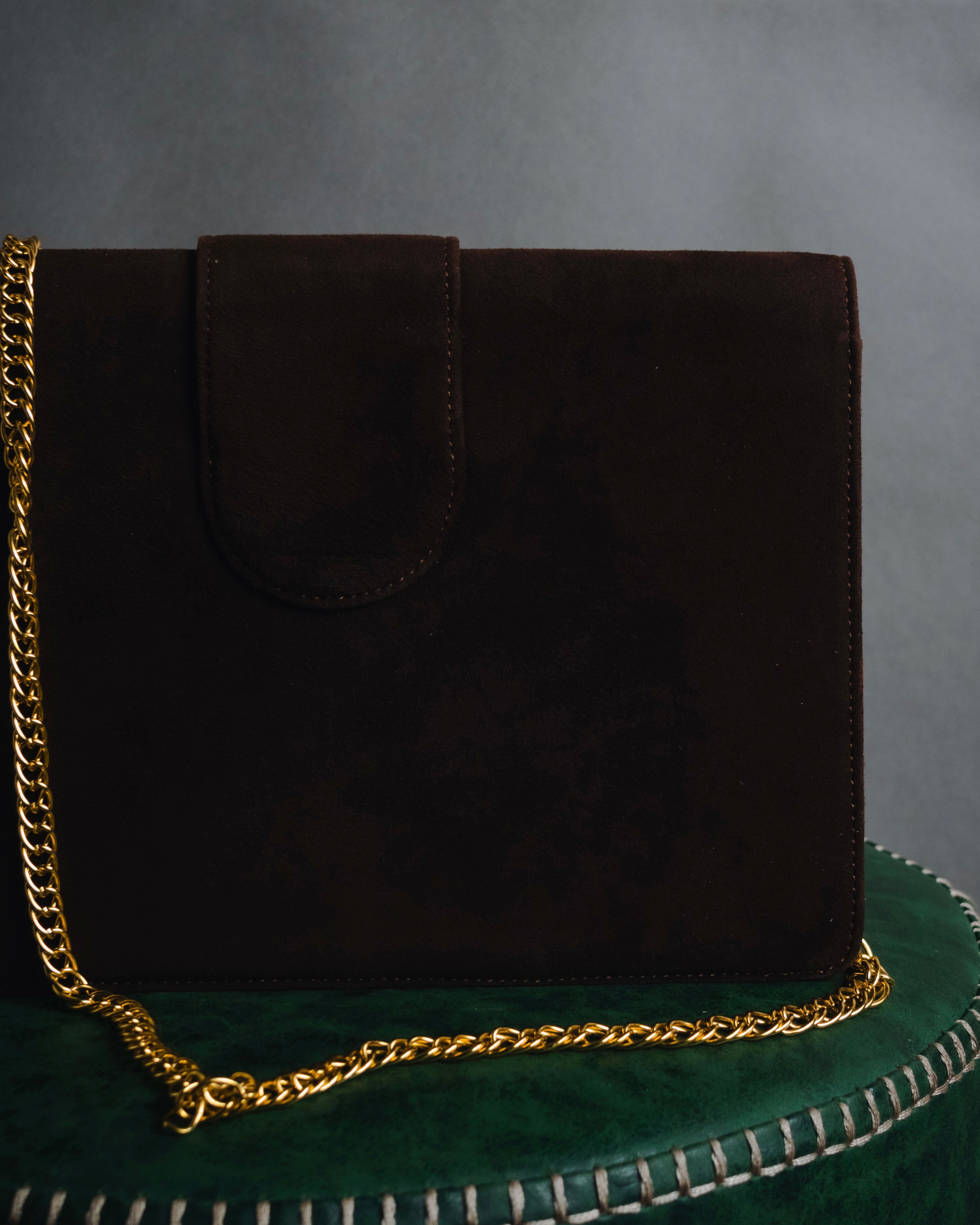 "Yves Saint Laurent" 80’s-90’s Concho suede chain shoulder bag