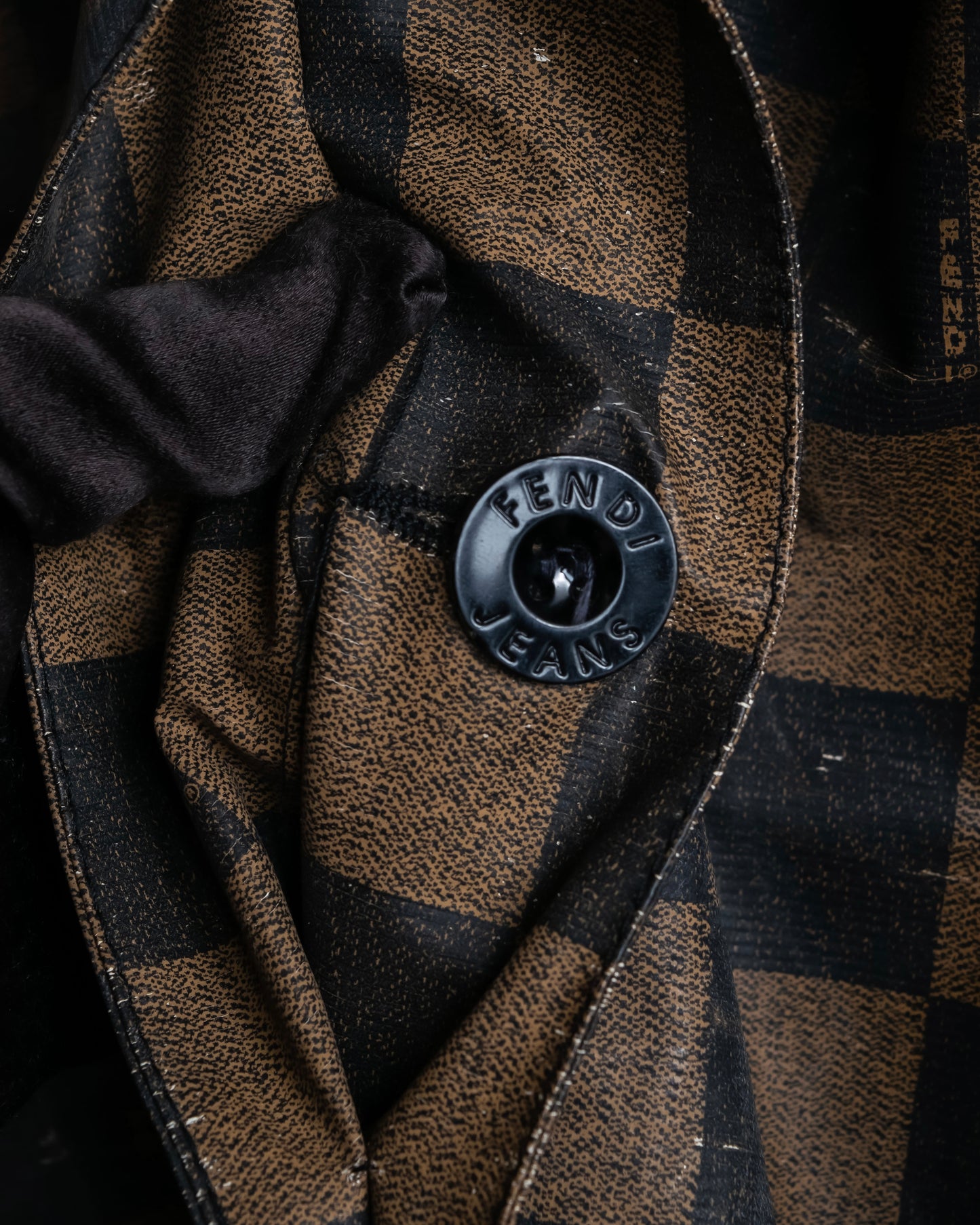 "FENDI" Pecan checkered belted mid length coat