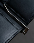 "Saint Laurent" Crocodile embossed leather bi-fold money clip