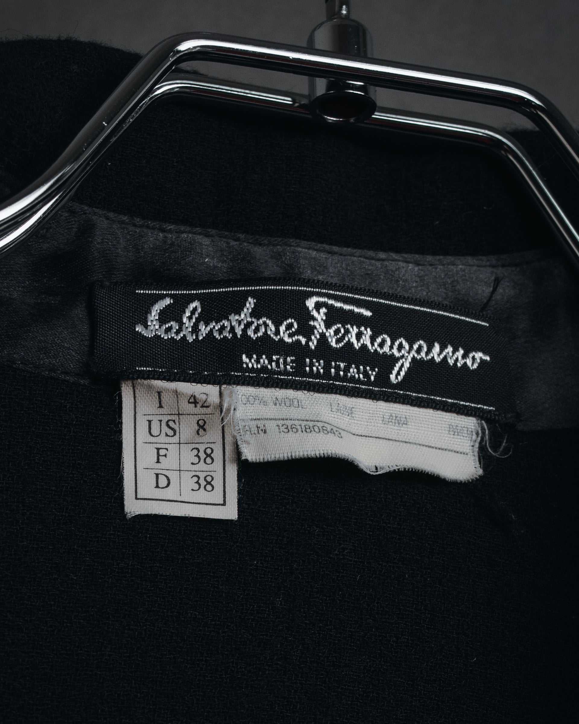 "Salvatore Ferragamo" 90’s signature engraved buttons wool shirt jacket