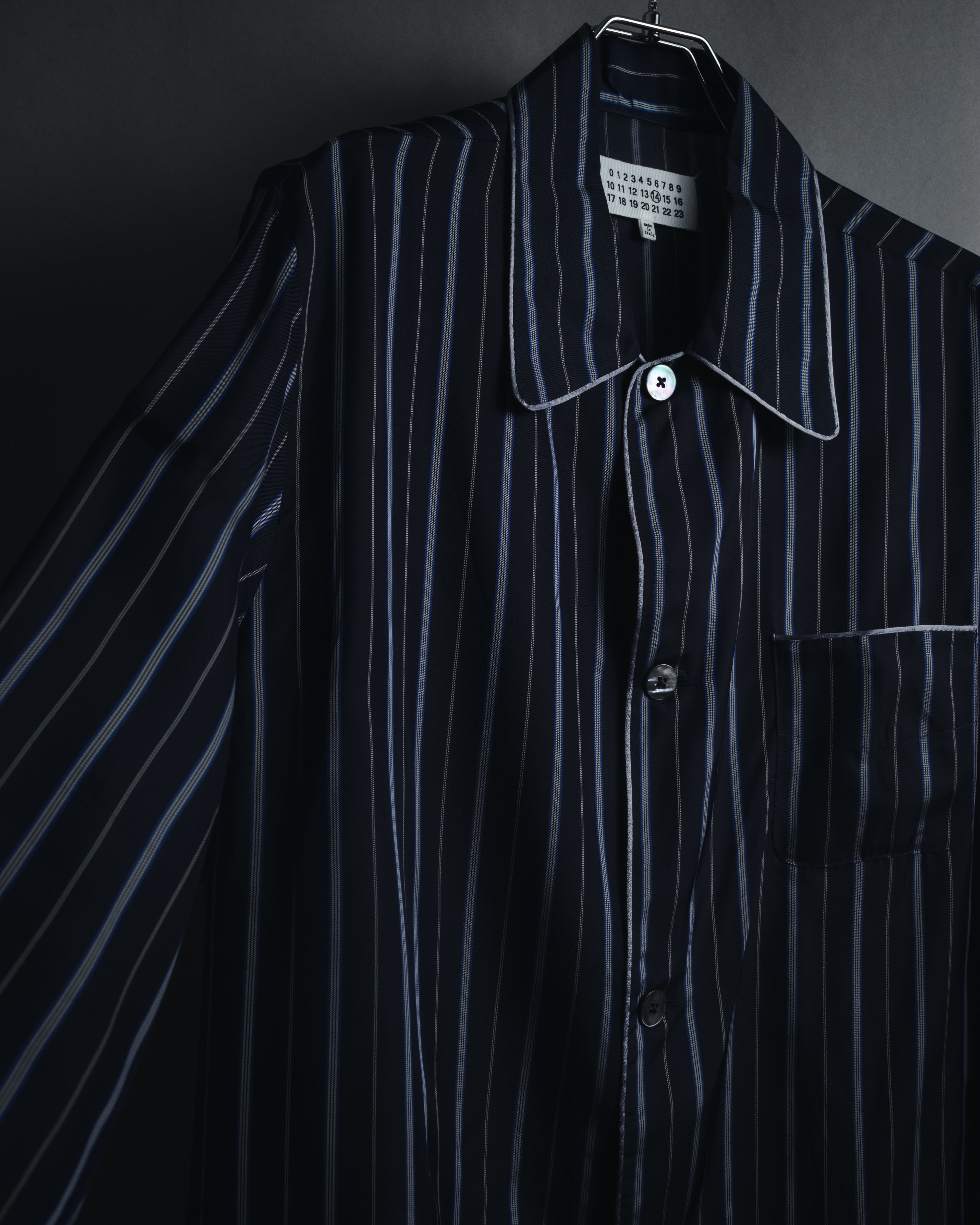 "Maison Margiela" 2021AW piped striped lounge shirt