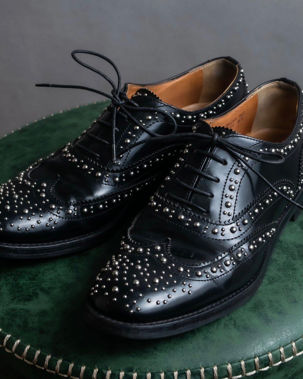 "Church's" Silver stud design wingtip derby shoes